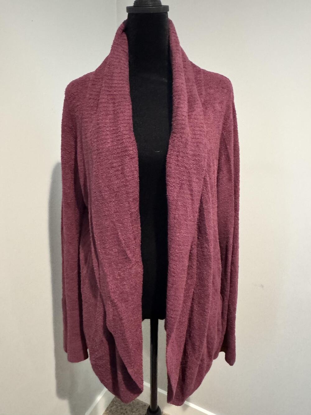 Barefoot Dreams Cardigan Womens L/XL Purple CozyChic Lite Open Front Pockets